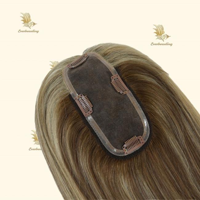 Russian Human Hair Topper Mono Hair Topper Hand Tied Monofilament Human Hair Piece