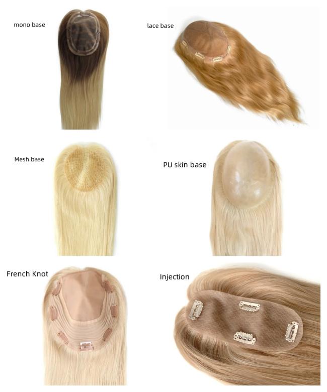 Russian Human Hair Topper Mono Hair Topper Hand Tied Monofilament Human Hair Piece