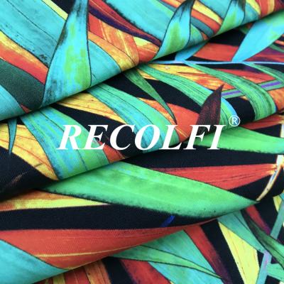 China Recycled Floral Print Fabric , Four Way Stretch Fabric For Texworld Usa Swim Sports for sale
