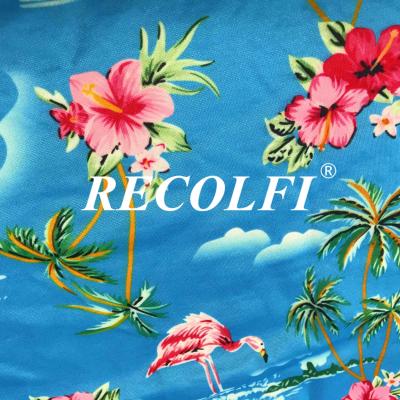 China Digital Print Ribbed Swimwear Fabric Repreve Nylon And ROICA Spandex Fiber for sale