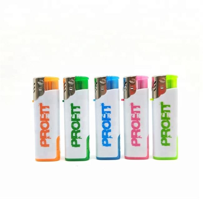 Dy-F003 Model Turbo Flame Butane Gas Electric Windproof Lighter with LED Lamp