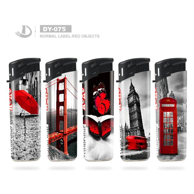 White Color Customized Brand Electronic Windproof Electric Plastic Gas Lighter with Butterfly