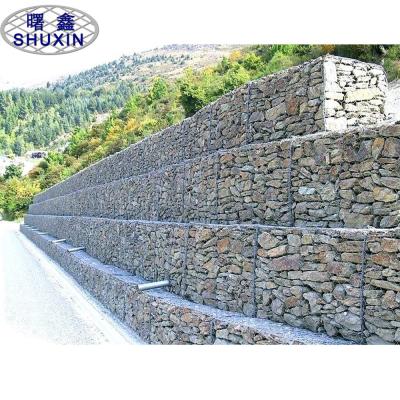 China Double 3.9mm Twisted Wire Gabion Baskets Galvanized Stone Filled Cages Preventing Rock Breaking for sale