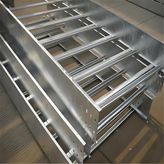 Close-up view of ladder rack cable tray showing construction details