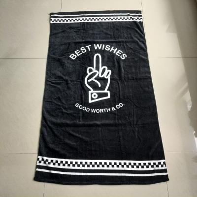 China Newest Selling 100% cotton sublimation  summer luxury custom designer print with logo sand free  beach towel for sale