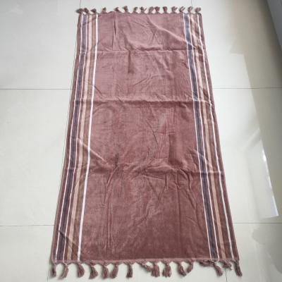 China large  cotton organic quick dry beach towel custom kid beach towel with tassels designer stripe beach towel for sale