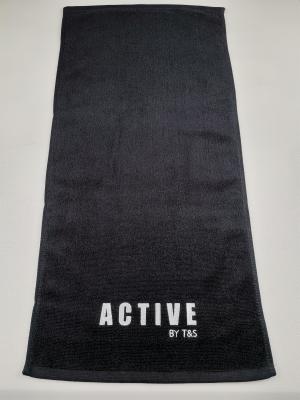 China Custom High Quality Salon Gym Hair Turban Embroidery Jacquard LOGO private label black towels 100% cotton for sale