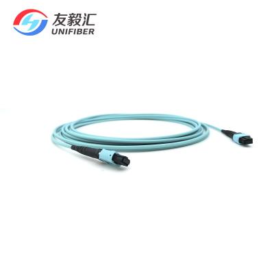 China Multimode OM3 12F MTP - MTP Fiber Patch Cord Method B Aqua LSZH 5m for sale