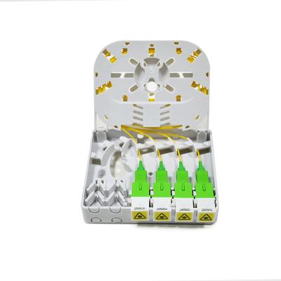China Wall Mount Fiber Optic Termination Box 4 Ports SC/APC Adapter FTTH ABS Plastic for sale
