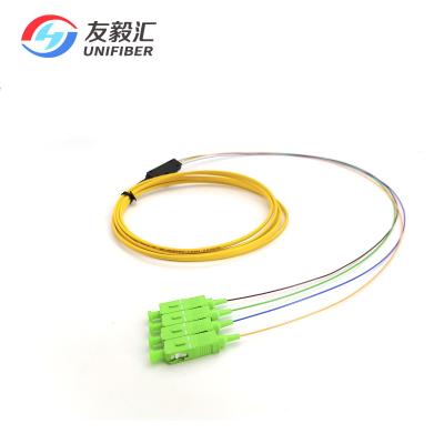 China SC APC 4C Ribbon Fiber Optic Pigtail Single Mode G657A2 2 Meters for sale