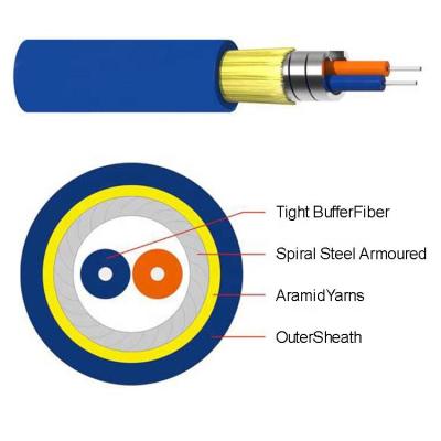 China 1 Core 2 Core Indoor Armored Fiber Optic Cable Anti Rodent Single Tube for sale