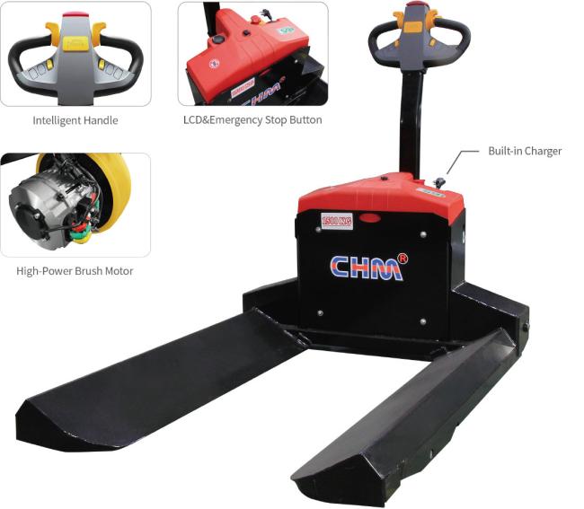 1.5 ton electric forklift handling paper rolls