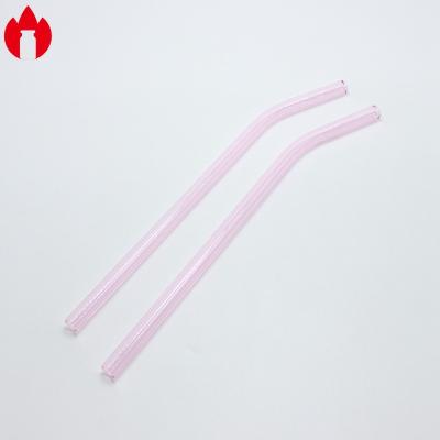 China Pink Color Borosilicate Glass Drinking Straws For Tea Coffee for sale