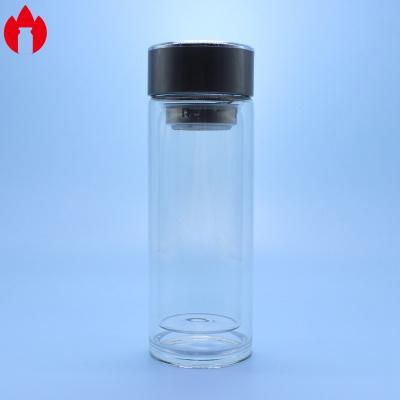 China Double Layer Insulation High Borosilicate Glass Water Bottle for sale