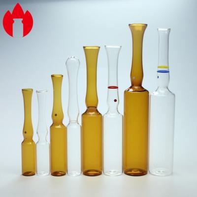 China Clear Or Amber Glass Ampoule 1ml 2ml 5ml 10ml Medical Injection Ampoule Vial for sale