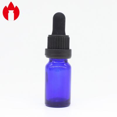 China 10ml Threaded Blue Essential Oil Glass Bottle With Dropper Cap for sale