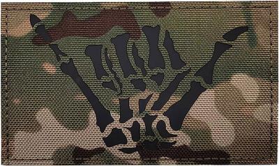 China Large Green Infrared IR Patch Skull Skeleton Middle Finger Patch For Tactical Vest for sale