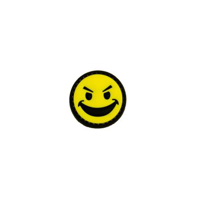 China Angry Smile Laughing Happy Face Morale PVC Patch Removable Hook & Loop Patch for sale