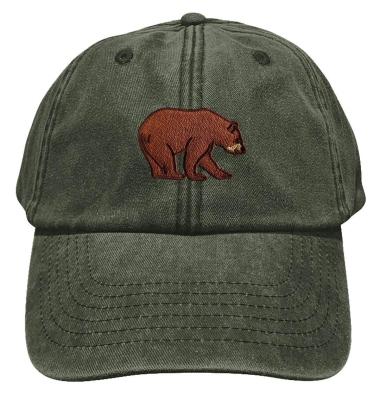 China Black Bear Embroidered Hat 5-Panel Baseball Cap Embroidered Logo Cap with 6 Eyelets Te koop