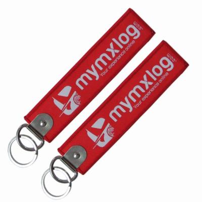 China Polyester Remove Before Flight Keychain With Split Ring And Eyelet for sale