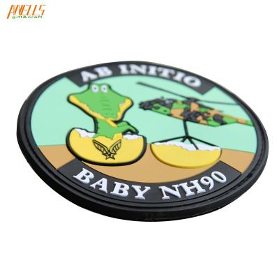 China Cute Animals Morale PVC Patch Round Iron On PVC Velcro Patches for sale