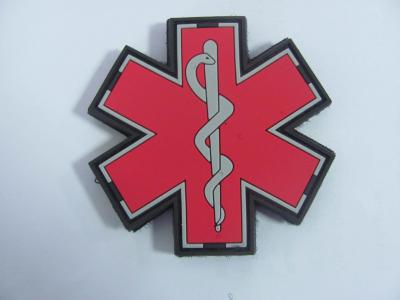 China Pantone 10C Medical logo  2D or 3D PVC Patch with Velcro Attachment for sale