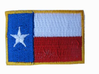 China LONE STAR Texas State Flag Patch Embroidery Iron On Gold Border Small 1-5/8