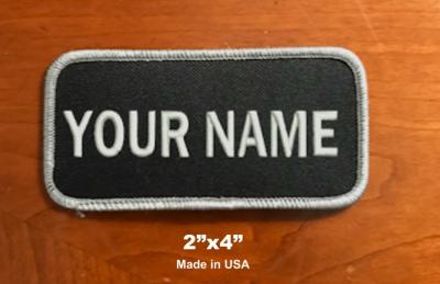 China Custom (Personalized) Embroidered Name Patch Embroidery Name Tag Black/Grey for sale