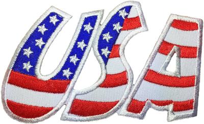 China USA Alphabet Flag Patch Sew Iron on Applique Embroidered Emblem Badge Patch for sale