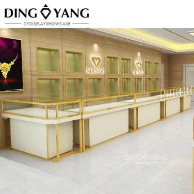 China Simple Fashion Golden Jewellery Display Counter No Installation And Can Be Used Directly for sale