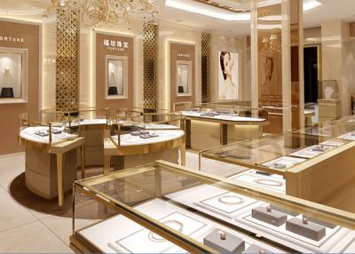China Fully - Assembled Gold Metal Showroom Display Cases Customized 3D Design for sale