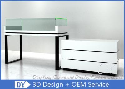 China White Jewelry Display Cases , Retail Glass Wooden Jewellery Display Cabinets for sale
