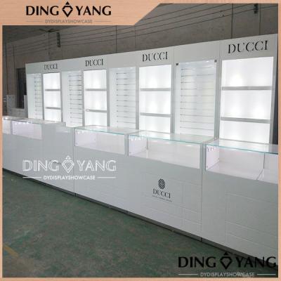 China Beauty Simplicity Glossy White Jewelry Showcase Lights Installed Locks Installed for sale