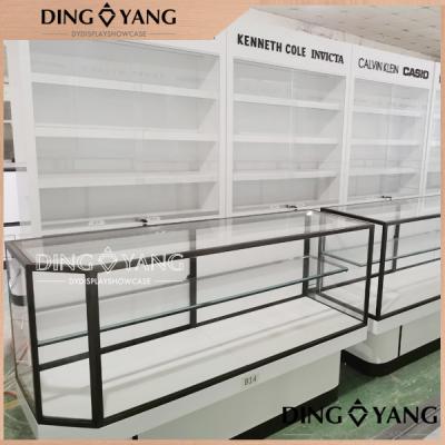 China Durable Jewelry Showcase Display / White Wooden Glass Jewelry Display Case for sale