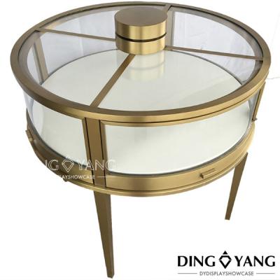 China Contemporary Round Lockable Lighting Jewelry Display Cases for sale