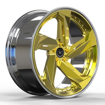 China Gold Brush 2-PC Forged Aluminum Rims 5x112 Staggered 20 21 inches For Mercedes Benz E63 for sale