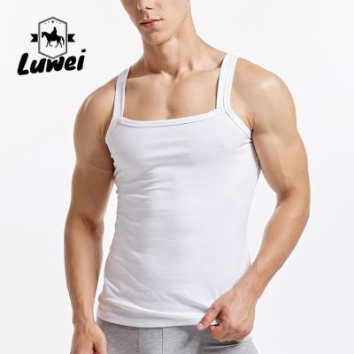 China Organic Cotton Men Workout Tank Top Bodybuilding Crop Gym Stringer Vest for sale