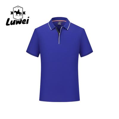 China Knitting Embroidery Short Sleeve Polo T Shirts Cotton Button Turn Down Collar for sale