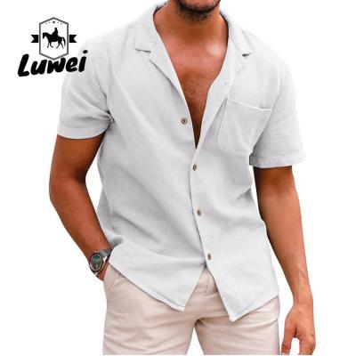 China Button Collar Men Casual Shirts Single Breasted Retro Slim Full Plus Size for sale