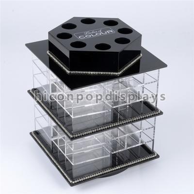 China Counter Top Beauty Salon Shop Fixture Lipstick Acrylic Display Stands Rotating for sale