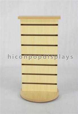 China Round Base Spinner Display Rack Wooden 2 Way Slatwall Display Stand Countertop for sale