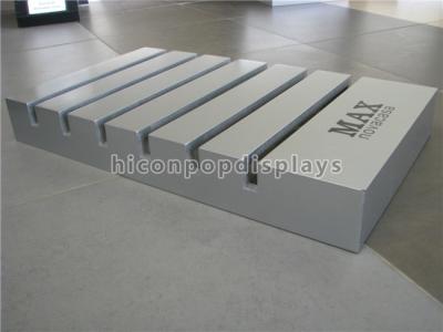 China Wood Slotted Tile Display Racks Free Standing Custom Size Tile Showroom Display for sale