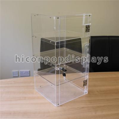 China 4 bloqueables - vitrina de acrílico clara de la prenda impermeable de la mesa de la torre de la exhibición de la capa en venta