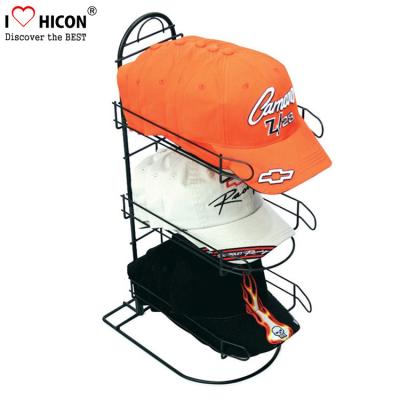 China Merchandising Baseball Caps Table Top Display Stands 3 - Layer Metal Material for sale