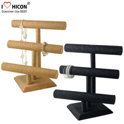 China Retail Shop Fashion Accessories Display Stand 3-layer Wood Tabletop Sliver Bracelet Display Stand for sale