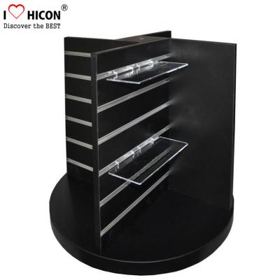 China Countertop Black Wood Slatwall Display Stands Rotating For Retail Store / Shops for sale