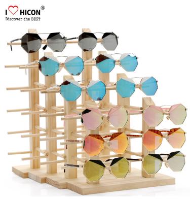 China Amazing Clients Wooden Sunglasses Display Stand Counter Top Advertising Equipment for sale
