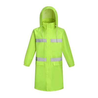 China Safety High Visibility Raincoat One Piece PU Coating Reflective Rain Wear for sale