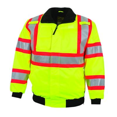 China Green Reflective Safety Jackets High Visibility Coat With 2 Side Pockets for sale