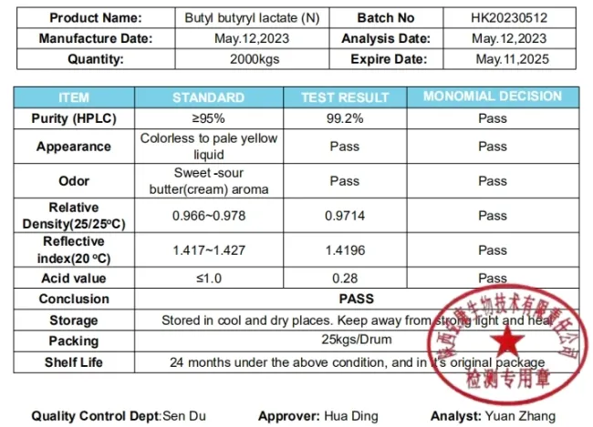 CAS 7492-70-8 Butyl Butyral Lactate for Daily Chemical Flavor Flavour
